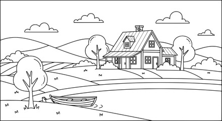 Obraz premium Farmhouse with transparent background