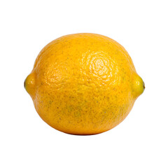 Fresh and vibrant yellow lemon with a textured and glossy surface isolated on a clean white background, isolated