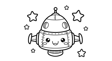 Cute spaceship with transparent background
