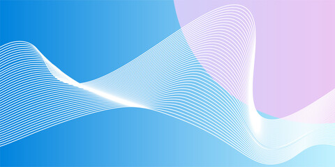 Abstract blue gradient background with shining lines waves. Minimalist background for banner, poster, cover, brochure, flyer, website