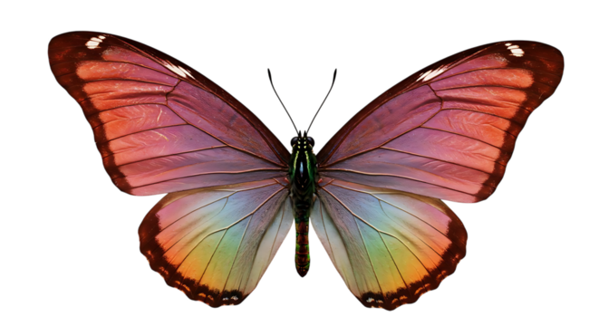 Elegant Butterfly With Colorful Wings Displayed Against a Transparent Background