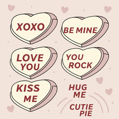 Valentine s day candy hearts with romantic messages