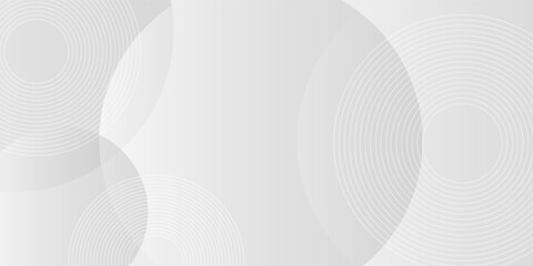 White geometric abstract background overlap layer on bright space with lines effect decoration. Modern graphic design element circles style concept for banner.