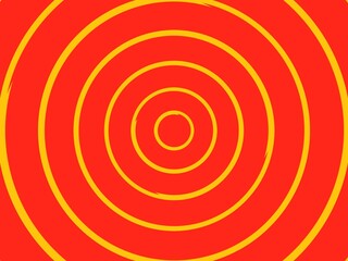 Energetic concentric circles in red and yellow colors.