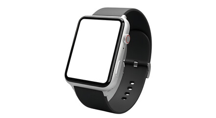 Modern Smartwatch with Blank Screen Appearing on Transparent Isolated Background