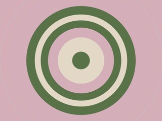 Soft concentric circles in green, beige, and pink.