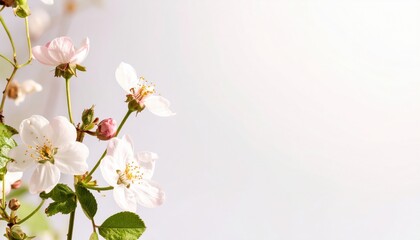 Fototapeta premium delicate flowers in full bloom against a soft background, The photo is a beautiful display of nature's beauty, bringing a sense of peace and tranquility