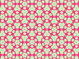 Floral geometric pattern in pink and light green.