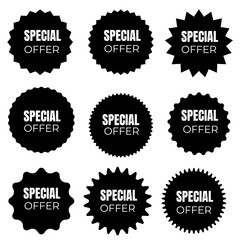 Black Special Offer Labels for Retail Marketing and Advertising