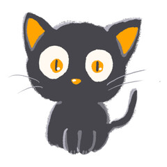 Black cat illustration for Halloween on white background