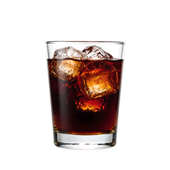 A stylish black Russian cocktail with ice cubes in a short glass set against a clean white backdrop Perfect for a trendy bar scene, isolated