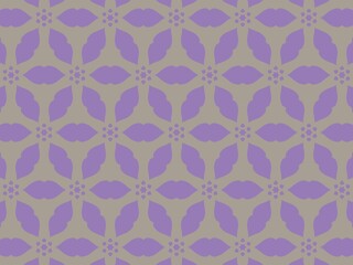 Abstract floral pattern with purple leaf on beige background
