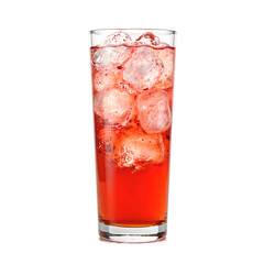 Refreshing bay breeze cocktail in a tall glass with ice cubes radiating a vibrant light red hue Perfect for summer concepts, isolated