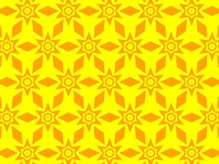 Vibrant pattern with yellow stars and orange diamond accents.