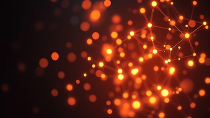 Glowing nodes form abstract data visualization on dark background, conveying futuristic technology concept.
