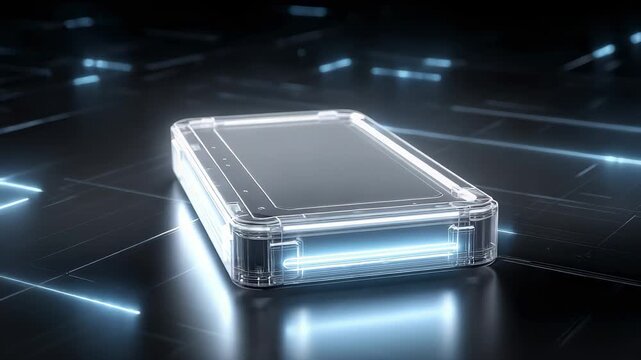 Futuristic Transparent Electronic Box Energy Flow