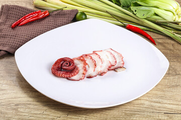 Raw octopus sashimi snack apetizer