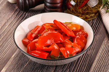 Homemade marinated red bell pepper