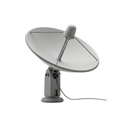 Satellite dish with grey surface mounted on a circular base  
