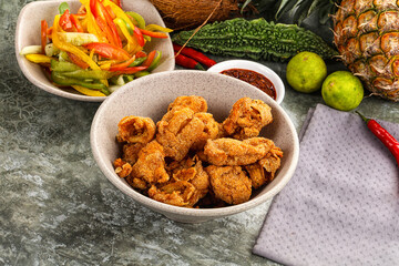 Golden crispy Breaded calamari snack