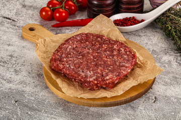 Raw beef burger cutlet for grill