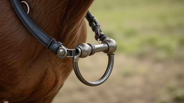 horse bit with trio of horse shoes