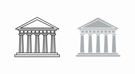Obraz premium Classical Architecture Vector Illustration Icon Set