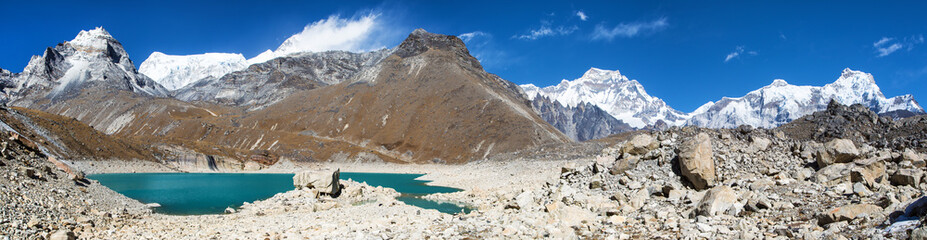 Ngozumba or Ngozumpa tso lake glacial lake Gokyo valley