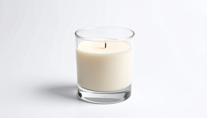 glass of candle isolated on white