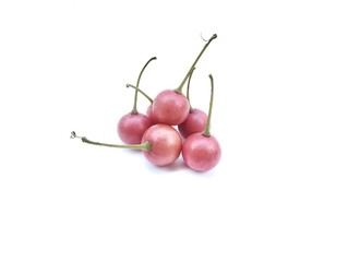 Singapore cherry or Muntingia calabura fruits isolated on white background
