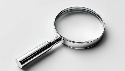 Chrome magnifying glass, high-angle, studio shot