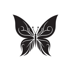 Obraz premium Black Butterfly Silhouette Vector on White Background.