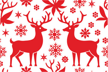 Red Christmas Deer with Snowflake Design