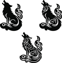 wolf tattoo style vector collection, decorative wolf vector art collection