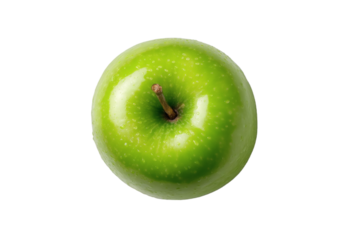 Juicy green apple with water droplets, a crisp and refreshing healthy snack.