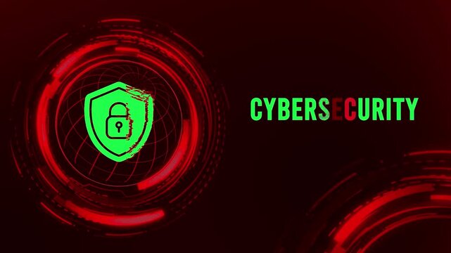 Cybersecurity Flickering Text With HUD Animation Free Video