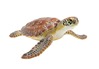 Naklejka premium Baby Green Sea Turtle: Perfect Reptile Photo for Websites & Prints on white background
