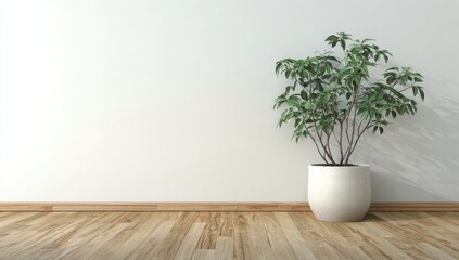Fototapeta premium Minimalist interior scene with a plant
