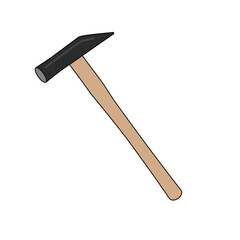 木製の柄の金槌のイラスト
