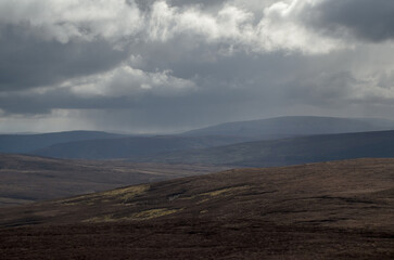 A moody Irish Mountain Landscape: Carnanmore Mountain in County Antrim, Northern Ireland 