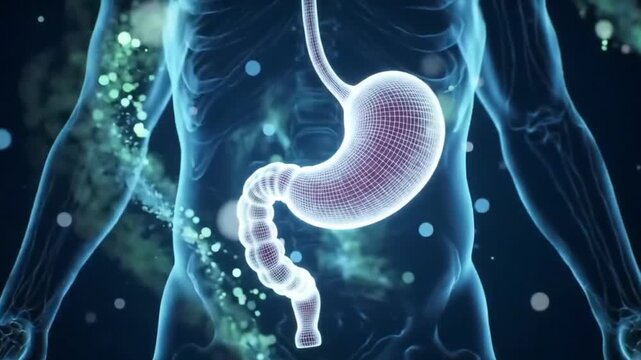 Explore human digestive system anatomy in stunning 3D motion graphics for science education