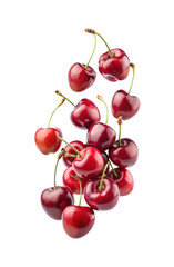 Beautiful Pile of Fresh Ripe Cherries on a White Background Studio Shot