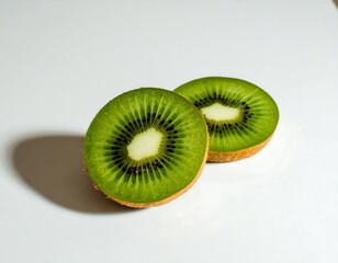 Two kiwi slices on white background