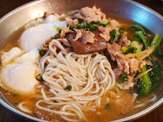 close up of a bowl of Chinese Hunan rice noodles