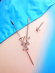 A set of surgical stitches on the skin/Sutures