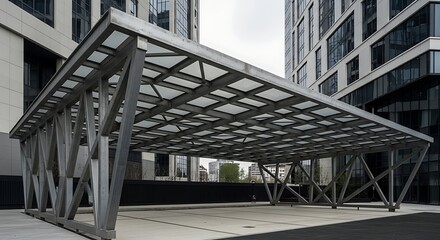 Fototapeta premium Contemporary Architectural Carport Design with Geometric Structure.