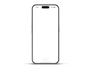Realistic smartphone mockup. Mobile phone vector with isolated on white background. Device front view. 3D mobile phone with shadow. Realistic, high quality smart phone mockup for ui ux presentation.
