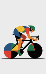 Fototapeta premium Ciclista 003 Geometrico Astratto - Design Artistico Sportivo Moderno con Forme Colorate