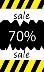 sale 70% tags yellow, 