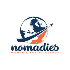 World Woman Travel Agency Logo Designs Stock Vector.